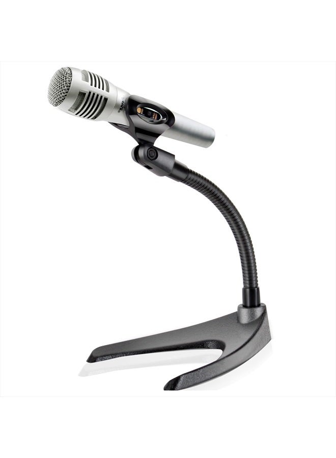 Pyle Desktop Microphone Stand - Universal Tabletop Mic Holder w/ Flexible 8.2'' Inch Gooseneck Mount and Solid U Shape Base - Perfect for Table Desk or Counter - PMKS8 - Image 1