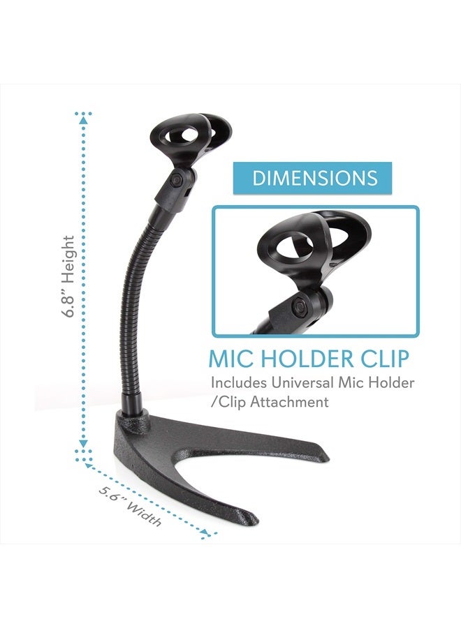 Pyle Desktop Microphone Stand - Universal Tabletop Mic Holder w/ Flexible 8.2'' Inch Gooseneck Mount and Solid U Shape Base - Perfect for Table Desk or Counter - PMKS8 - Image 3