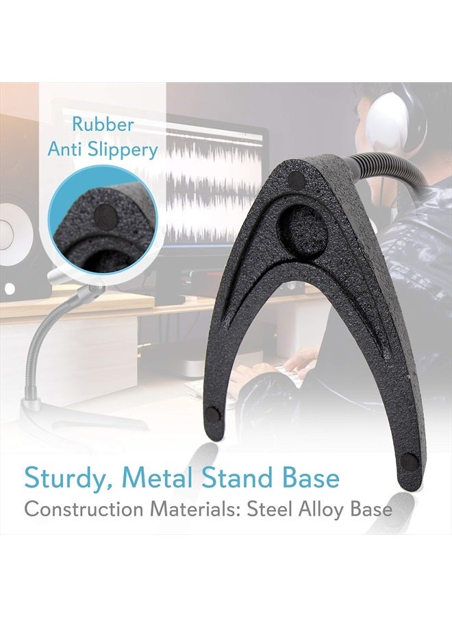 Pyle Desktop Microphone Stand - Universal Tabletop Mic Holder w/ Flexible 8.2'' Inch Gooseneck Mount and Solid U Shape Base - Perfect for Table Desk or Counter - PMKS8 - Image 5