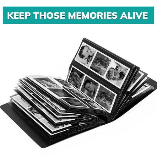 pbf PHOTO BOOTH FRAMES pbf Photo Booth Album | 2x6 Photo Album w/Picture Sleeves | 2x6 Strips Memory Book | Photo Strip Album | Wedding Photo Album for Photo Booth Pictures | 12 Pages, Holds 48 Photos (Black, 1-Pack) - Image 3