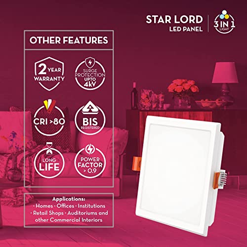 Crompton Star Lord | Recessed Ceiling Lights | 20W | Square | Cool White | for False Ceiling Installation | Cutout: 8" | for Home, Living Room, Office & Shops | Pack of 1 - Image 2