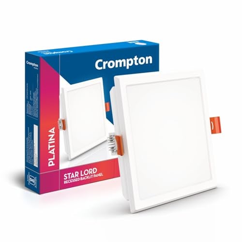 Crompton Star Lord | Recessed Ceiling Lights | 20W | Square | Cool White | for False Ceiling Installation | Cutout: 8" | for Home, Living Room, Office & Shops | Pack of 1 - Image 1