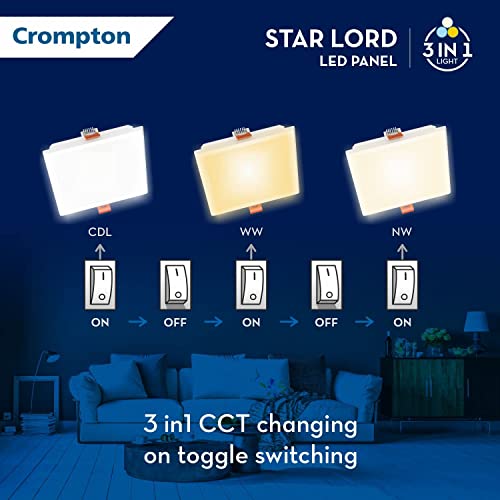 Crompton Star Lord | Recessed Ceiling Lights | 20W | Square | Cool White | for False Ceiling Installation | Cutout: 8" | for Home, Living Room, Office & Shops | Pack of 1 - Image 4