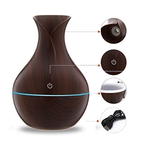 GOPIKRISHNA Wooden Humidifier Vase Style Aroma Diffuser Ultrasonic Cool Mist Big Pot With Led Lights - Image 3