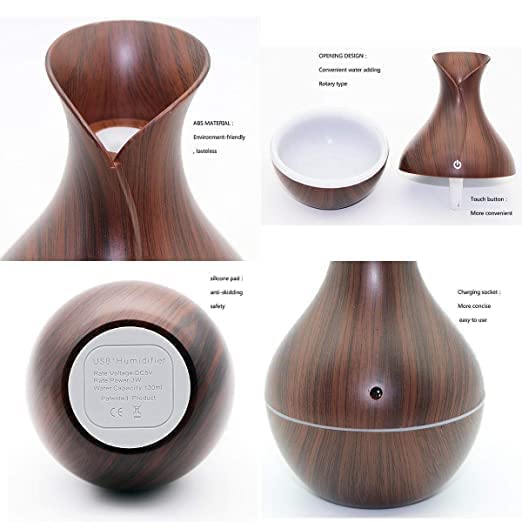 GOPIKRISHNA Wooden Humidifier Vase Style Aroma Diffuser Ultrasonic Cool Mist Big Pot With Led Lights - Image 4