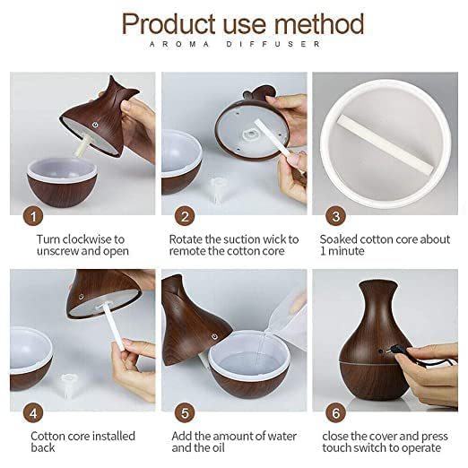 GOPIKRISHNA Wooden Humidifier Vase Style Aroma Diffuser Ultrasonic Cool Mist Big Pot With Led Lights - Image 5