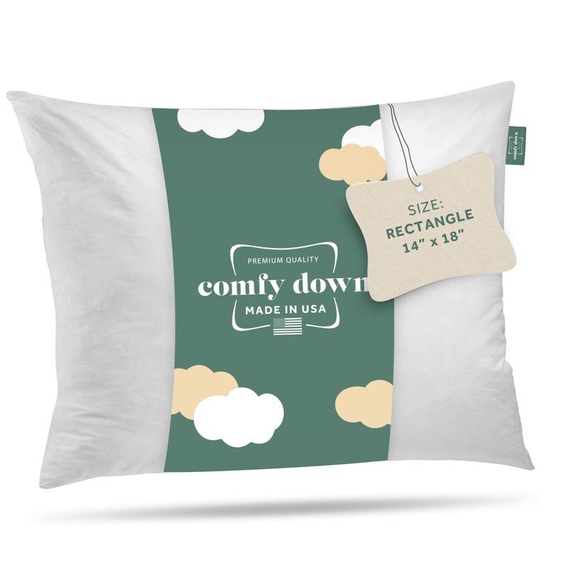 ComfyDown Decorative Throw Pillow Insert Down and Feather Fill 100 Cotton Cover 233 Thread Count  Made in USA 14 X 18