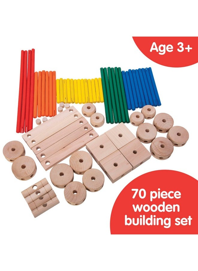 Schylling Schylling MKT Super Makit Classic Wood Construction Toy, 3+ years, 70-Pieces (1 EA)  - Image 2