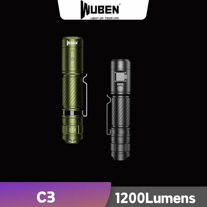 Wuben C3 LED Flashlight Type-C Rechargeable High-powerful Troch Light 1200LM With Battery Waterproof Camping Lantern - Image 2