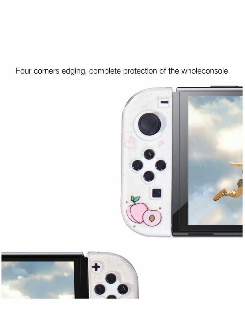 Protective Case for Nintendo Switch OLED, Cute Peach Crystal Hard Shell TPU cover with shock-absorption Anti-Scratch Anti-Slip Skin Grip Cover (Peach) - Image 2