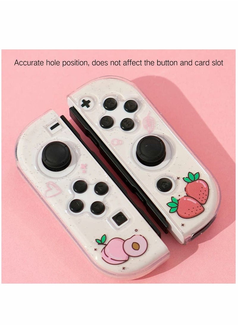 Protective Case for Nintendo Switch OLED, Cute Peach Crystal Hard Shell TPU cover with shock-absorption Anti-Scratch Anti-Slip Skin Grip Cover (Peach) - Image 4