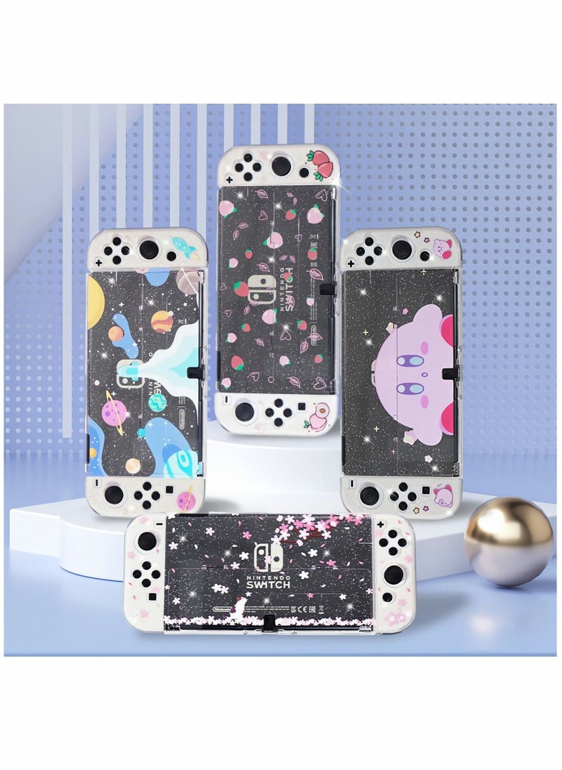 Protective Case for Nintendo Switch OLED, Cute Peach Crystal Hard Shell TPU cover with shock-absorption Anti-Scratch Anti-Slip Skin Grip Cover (Peach) - Image 3