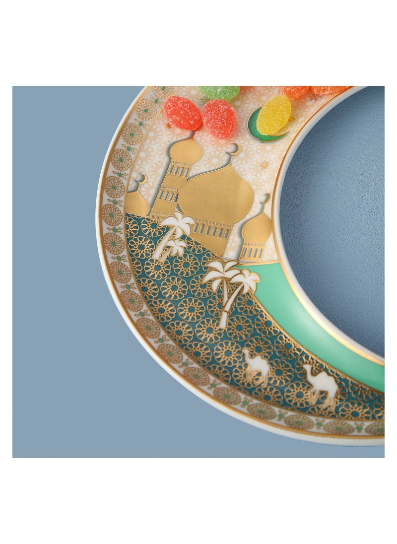 Generic - Liying Crescent Moon Iftar Food Serving Tray 19CM (S), Ramadan ceramic Platters Table Decor for Breakfast Dinner Dessert Pastry Display Holder Decoration - Image 1