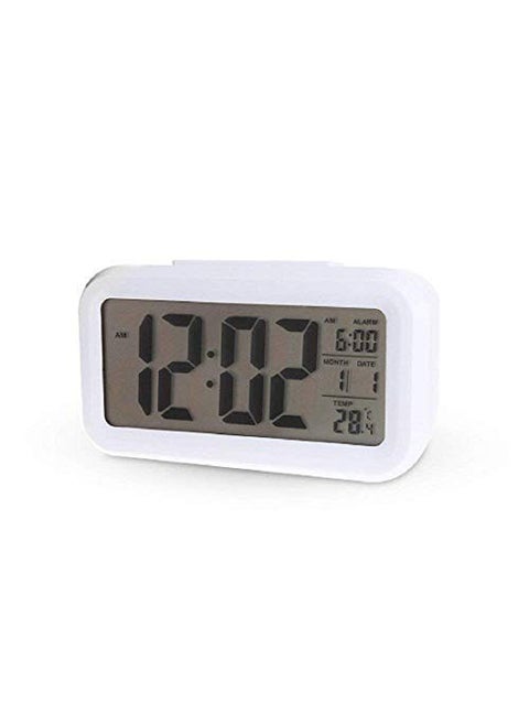 Dev Smart Alarm Clock with Automatic Sensor Backlight Snooze Alarm Digital Alarm Clock Date and Temperature for Home and Office White
