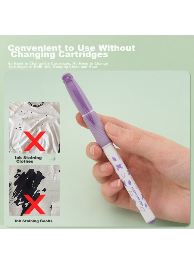 Snowhite Direct-Fill Fountain Pen Hand Grip Sleeve, No Need To Replace Ink Cartridges, Quick-Drying, For Third-Grade Elementary Students, Ef Small Nib, Fp801B Black Ink, 12 Pens - Image 5