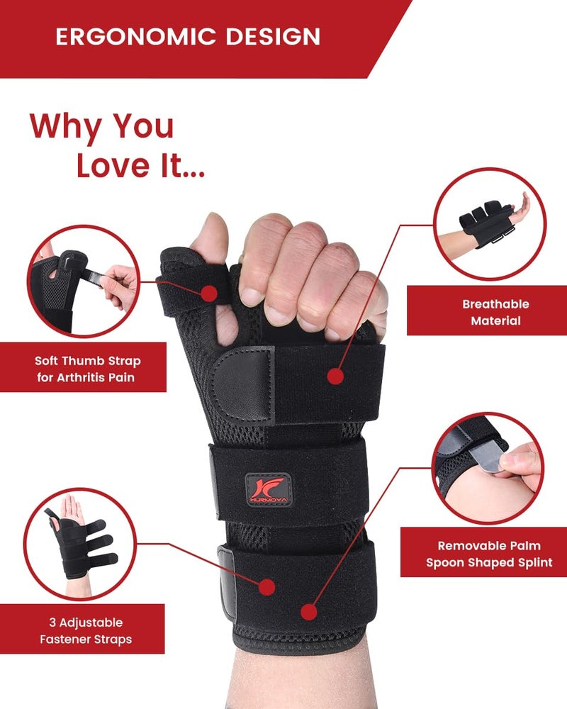 Hurmoya Wrist Brace Thumb Spica Splint Support for Carpal Tunnel, De Quervain's Tenosynovitis, Tendonitis Pain Arthritis Trigger for Man and Women (Large - Left Hand) - Image 5