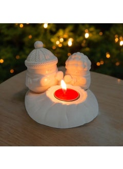 Taşdevri Life Stone Age Life Decorative Snowman Warming Up by the Fire Tealight Candle Holder Tealight  - Image 1