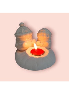 Taşdevri Life Stone Age Life Decorative Snowman Warming Up by the Fire Tealight Candle Holder Tealight  - Image 3