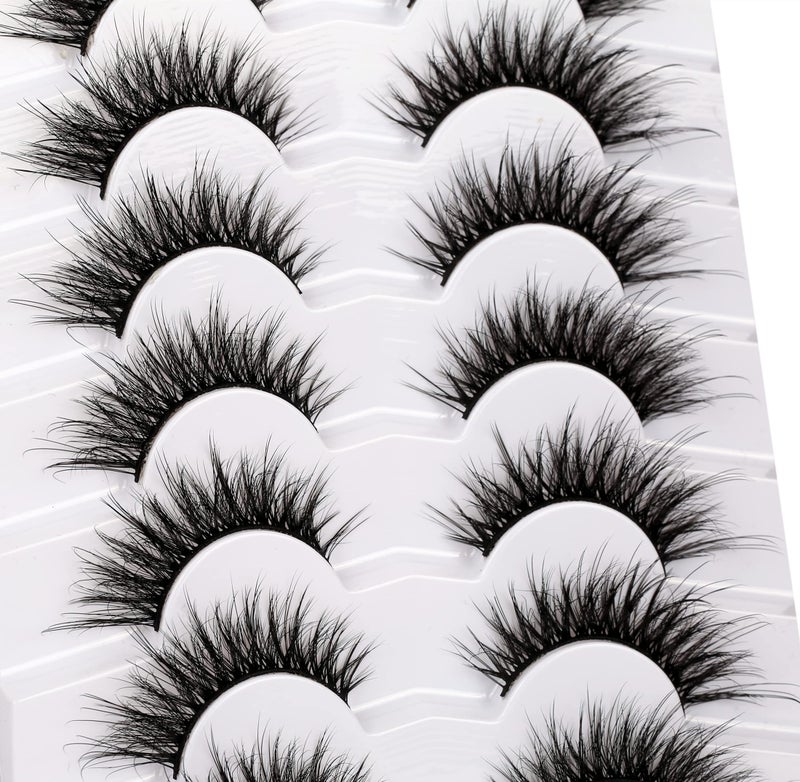 Pooplunch False Eyelashes Natural Fluttery Lashes Wispy 8D Volume Cat Eye Crossed Fake Eyelashes Faux Mink Lashes Strips 7 Pairs Pack - Image 4
