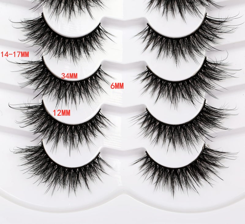 Pooplunch False Eyelashes Natural Fluttery Lashes Wispy 8D Volume Cat Eye Crossed Fake Eyelashes Faux Mink Lashes Strips 7 Pairs Pack - Image 2