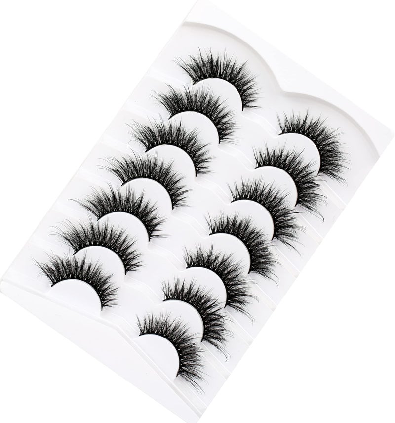 Pooplunch False Eyelashes Natural Fluttery Lashes Wispy 8D Volume Cat Eye Crossed Fake Eyelashes Faux Mink Lashes Strips 7 Pairs Pack - Image 5