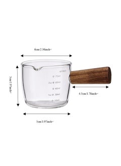 Espresso Measuring Cup Single Spouts 75ml with Wood Handle for Milk Coffee Espresso Making