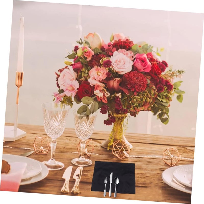 12pcs Solid Color Napkin Cloth Versatile Tableware Pad for Home Restaurant Event Use Elegant Table Cloths Black for Weddings Parties More - Image 4
