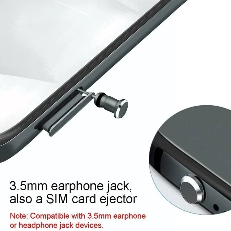 نوع C سدادة غبار الهاتف المحمول سدادات الغبار أدوات USB C غطاء منفذ شحن معدني قبعات سماعة رأس جاك لهواتف هواوي وسامسو شيومي - Image 4