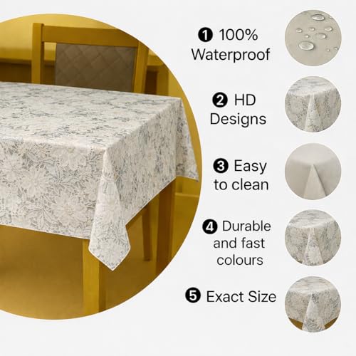 Homerz Premium Designer 6 Seater PVC Table Cover, Waterproof and Durable Table Cover Shelf Liners (Petal, 54x78 inch- 6 Seater Dining Table) - Image 5