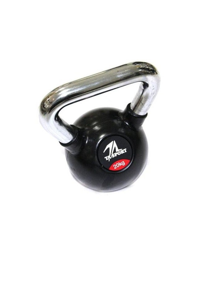 TA SPORT Black Rubber Kettlebell Dumbbell 20kg Chrome  - Image 1