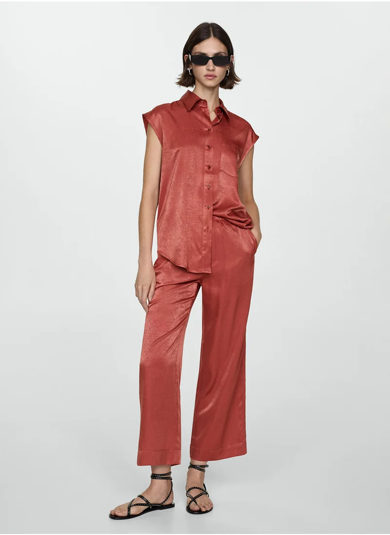 مانجو Fine-Knit Ribbed Cotton Polo Shirt