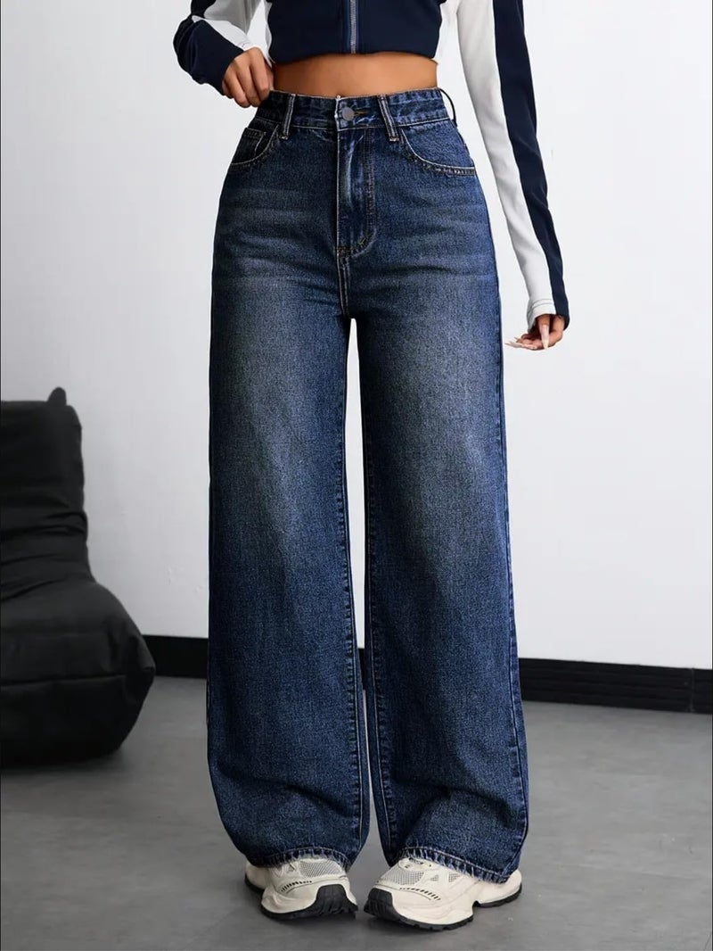 Nifty Women's Denim Stretchable High Waist Baggy Jeans for Women (1479D_BSC_30_Blue_30) - Image 2