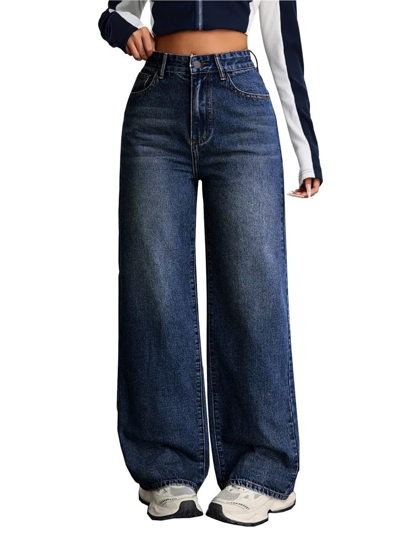 Nifty Women's Denim Stretchable High Waist Baggy Jeans for Women (1479D_BSC_30_Blue_30) - Image 1