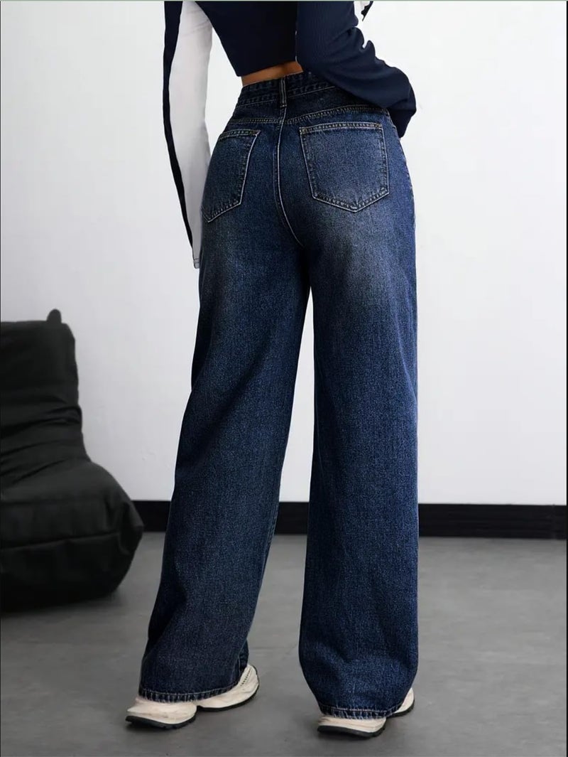 Nifty Women's Denim Stretchable High Waist Baggy Jeans for Women (1479D_BSC_30_Blue_30) - Image 3