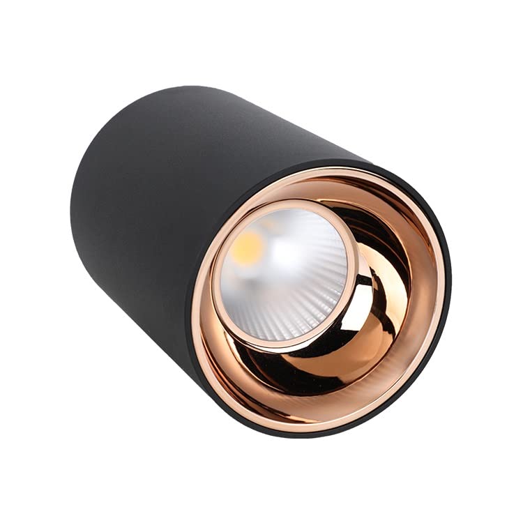 Mufasa 12 Watts Black Body LED Round Surface Panel Cylinder Light Cylindrical Shape Indoor Ceiling Mounted Spot Down Light Aluminium Body (9Cm Height) (Warm White) (Pack of 1) - Image 1