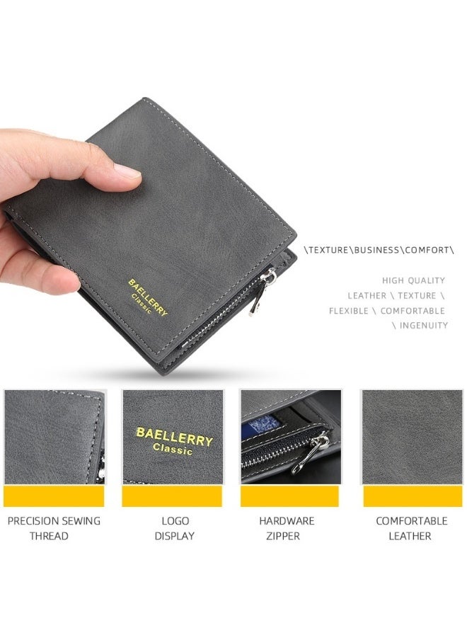 baellerry Short Men's Money Wallet Stylish Youth Zipper Coin Wallet Horizontal Leather Ticket Wallet  - Image 5