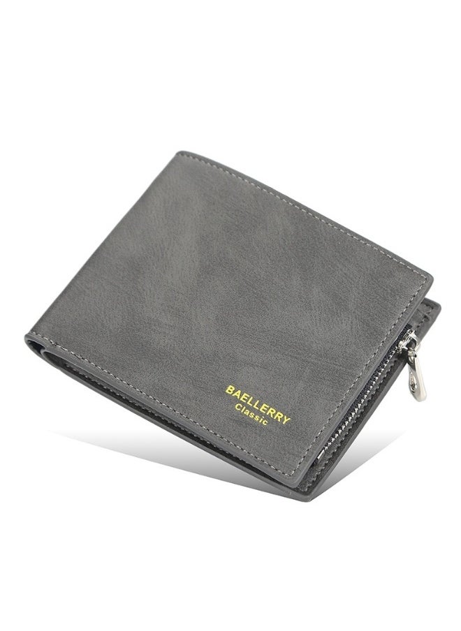 baellerry Short Men's Money Wallet Stylish Youth Zipper Coin Wallet Horizontal Leather Ticket Wallet  - Image 1