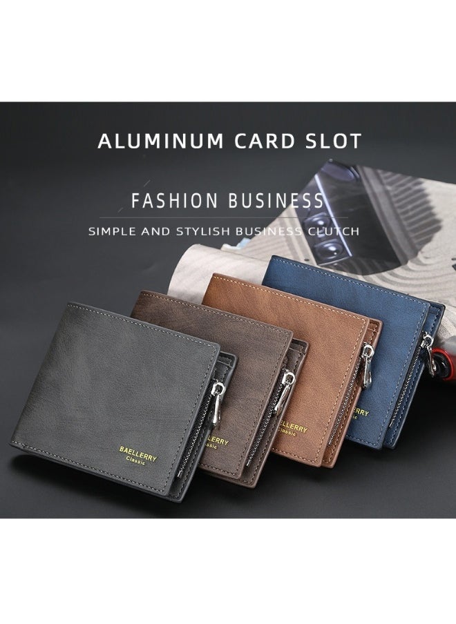 baellerry Short Men's Money Wallet Stylish Youth Zipper Coin Wallet Horizontal Leather Ticket Wallet  - Image 4