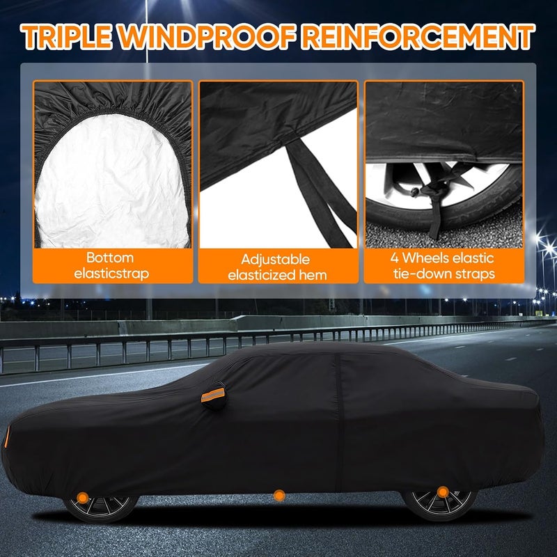 NEVERLAND Car Cover Waterproof All Weather Custom Fit for Dodge Challenger 2008-2026, Heavy Duty Outdoor Full Exterior Cover for Automobiles, Sun Rain UV Dust Snow Protection with Door Zipper - Image 4