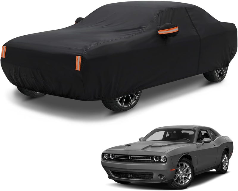 NEVERLAND Car Cover Waterproof All Weather Custom Fit for Dodge Challenger 2008-2026, Heavy Duty Outdoor Full Exterior Cover for Automobiles, Sun Rain UV Dust Snow Protection with Door Zipper - Image 1