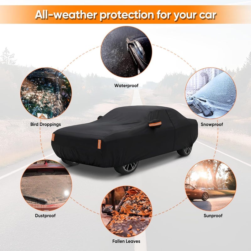 NEVERLAND Car Cover Waterproof All Weather Custom Fit for Dodge Challenger 2008-2026, Heavy Duty Outdoor Full Exterior Cover for Automobiles, Sun Rain UV Dust Snow Protection with Door Zipper - Image 2