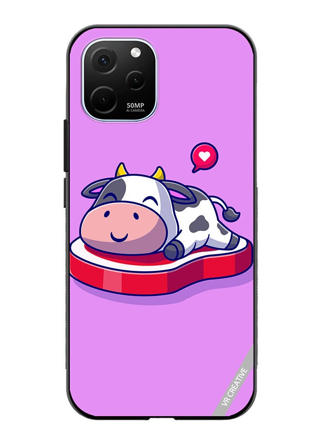 VR CREATIVE Protective Case Cover For Huawei Enjoy 50z Cute Cow Sleeping On Beef Steak Cartoon Design Multicolour - Image 1