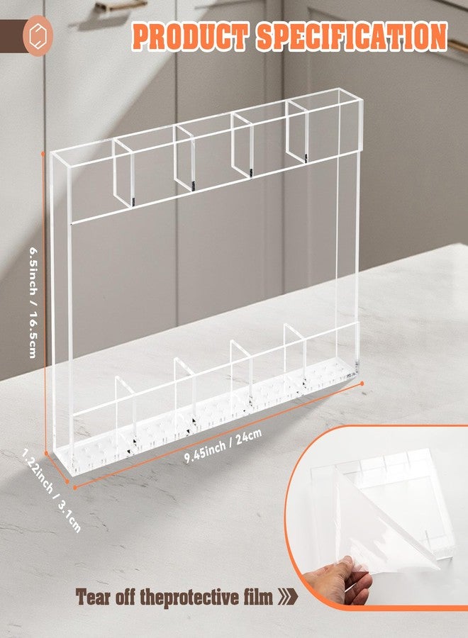 CINDALOG 9.5” Large Acrylic Straw Holder for Cabinet Door with No-mark Double-sided Tape, Reusable Straws Organizer, Small Kitchen Accessories Container, Ultra Sticky Cupboard Door Mounted - Image 2