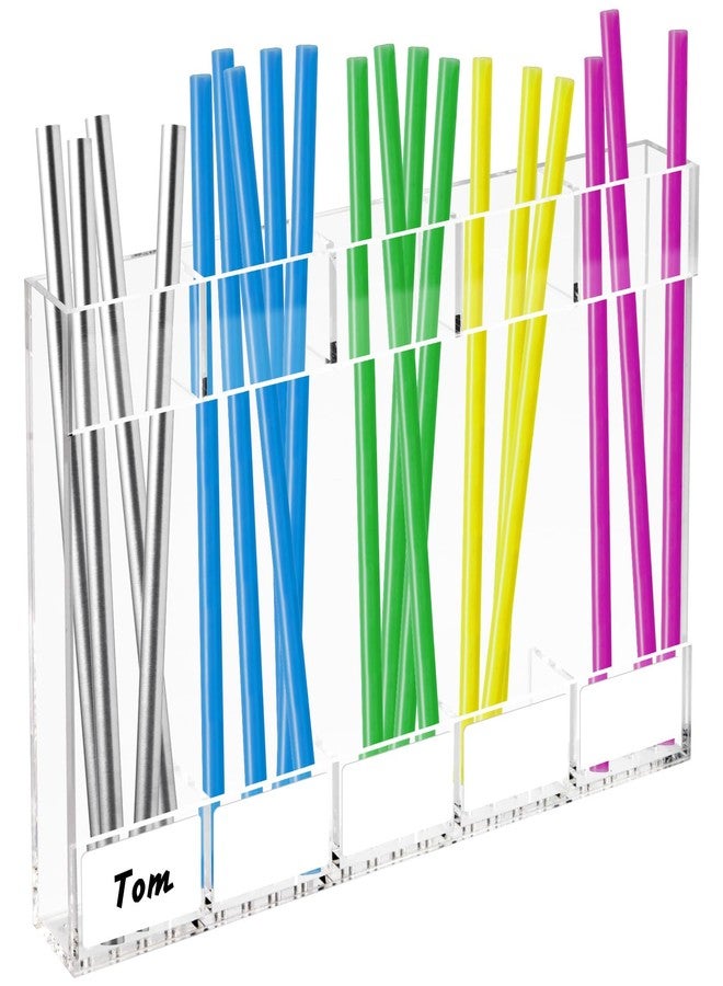CINDALOG 9.5” Large Acrylic Straw Holder for Cabinet Door with No-mark Double-sided Tape, Reusable Straws Organizer, Small Kitchen Accessories Container, Ultra Sticky Cupboard Door Mounted - Image 1