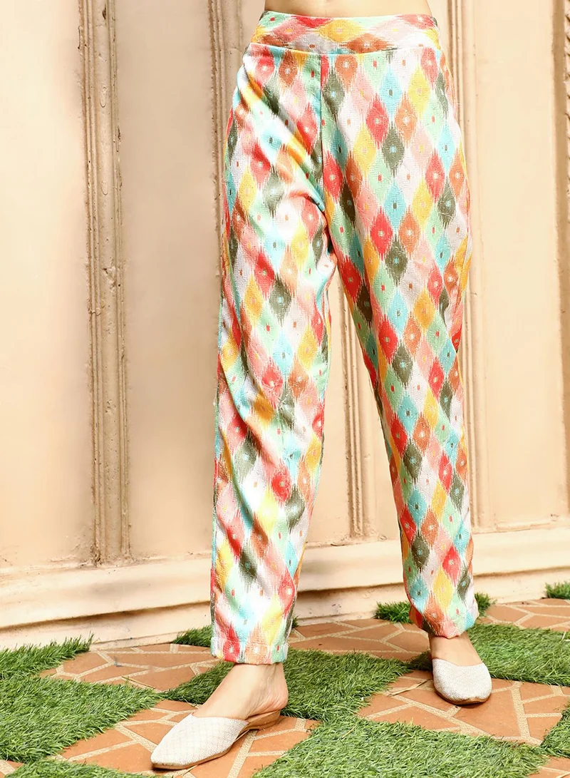 QISSA Women's Multicolour Geometric Pantsuit