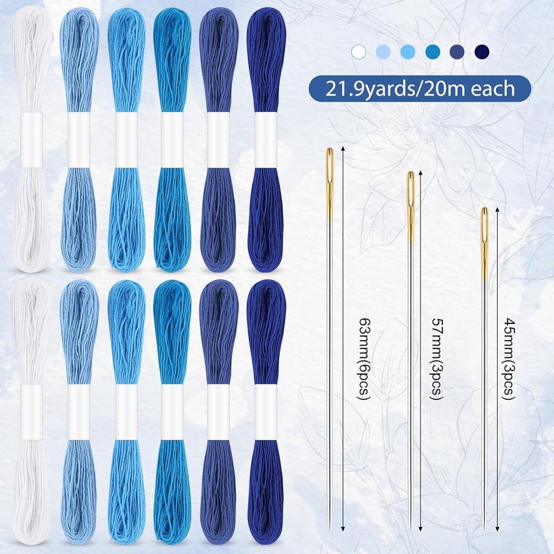 37 قطعة من مجموعة خيوط ساشيكو (Sashiko Thread Kit): تشمل إبر ساشيكو، خيط قطني، ومشابك قطنية، بالإضافة إلى أنماط ساشيكو لمشاريع الخياطة والتطريز المستخدمة في القماش المخملي اليدوي وإصلاح الملابس. - Image 3