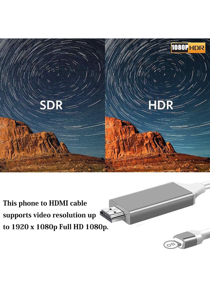 Rock Pow - [Apple MFi Certified] Lightning to HDMI Adapter for Phone to TV Compatible with iPhone 14/13/12/11/X/8/ iPad Sync Screen Connector Directly Connect on HDTV/Monitor/Projector NO Need Power Supply - Image 1