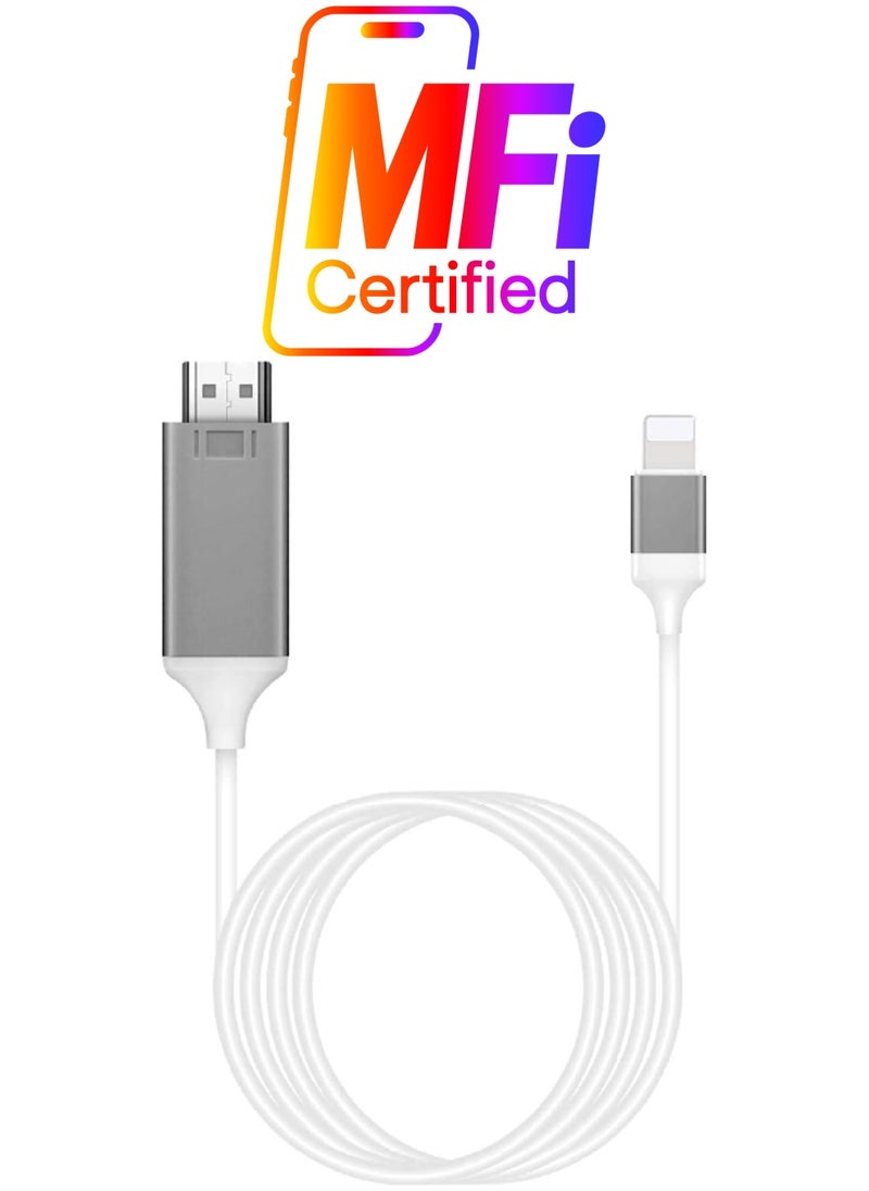 Rock Pow - [Apple MFi Certified] Lightning to HDMI Adapter for Phone to TV Compatible with iPhone 14/13/12/11/X/8/ iPad Sync Screen Connector Directly Connect on HDTV/Monitor/Projector NO Need Power Supply - Image 1