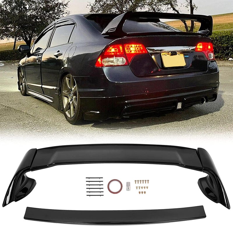 ECOTRIC Rear Trunk Spoiler Wing Compatible with 20062011 Honda Civic 4 Door Sedan ABS Trunk Spoiler Wing Painted Gloss Black
