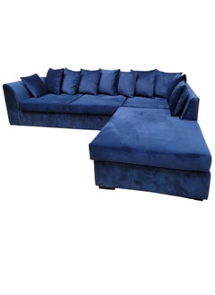 Royal Blue Velvet L-Shape Sofa cum Bed